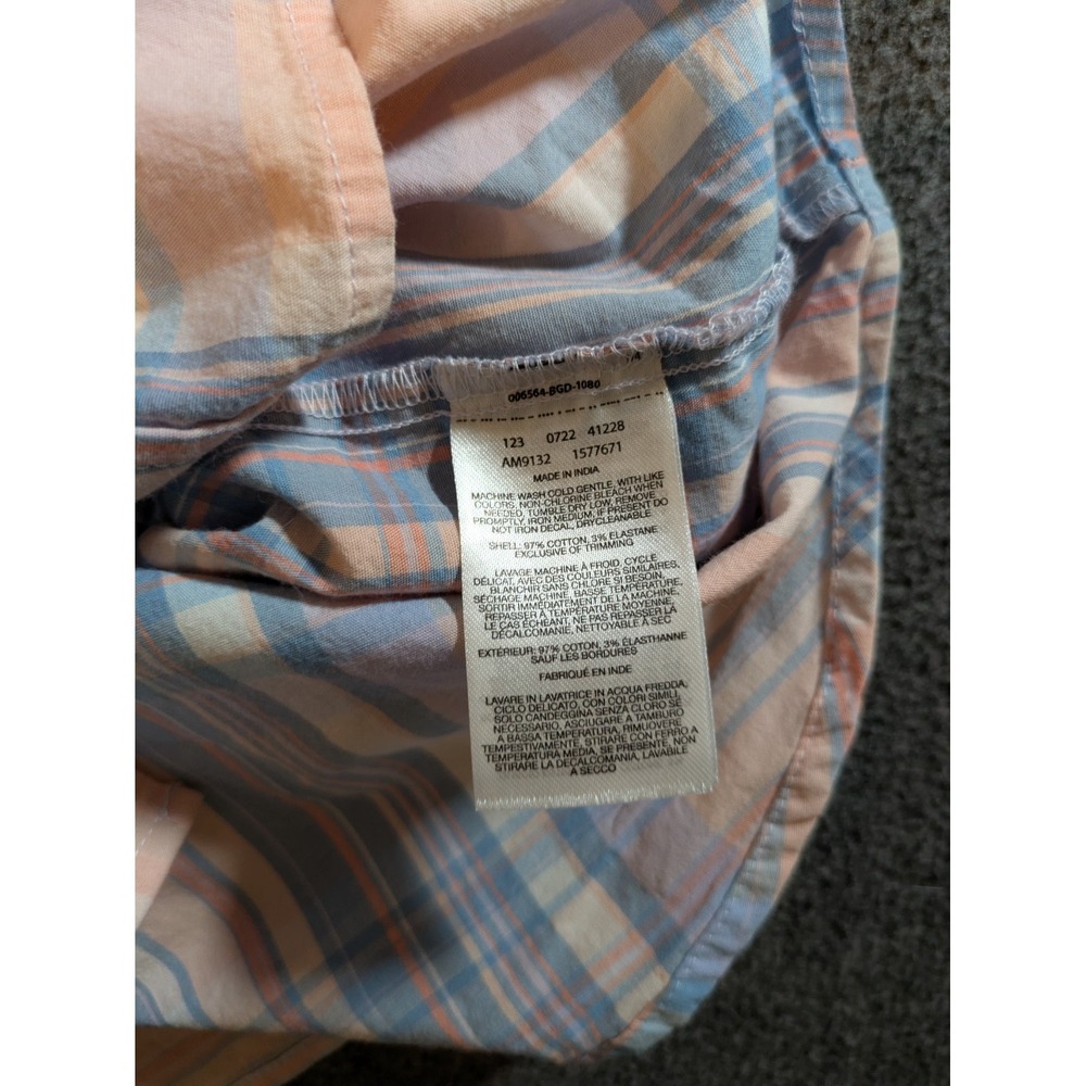 Columbia Shirt Mens Sz XL Peach & Blue Plaid Short Sleeve Button Down - Picture 9 of 11
